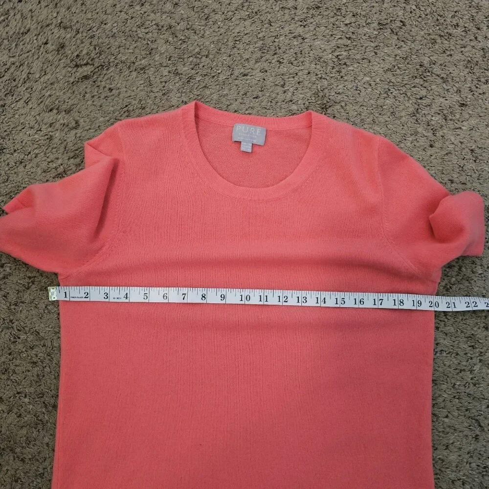 PURE Collection Pink 100% Cashmere Soft Popover Short Sleeve Sweater US 8/10 - Picture 8 of 9